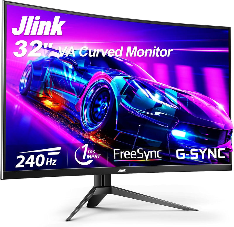 Jlink 32 Zoll Curved Gaming Monitor mit bis zu 240 Hz, 1080P Computer Monitor 1500R/1ms(MPRT)/Low Bl