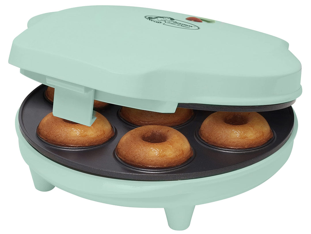 Bestron Donut Maker im Retro Design, Mini-Donut Maker für 7 kleine Donuts, inkl. Backampel & Antihaf