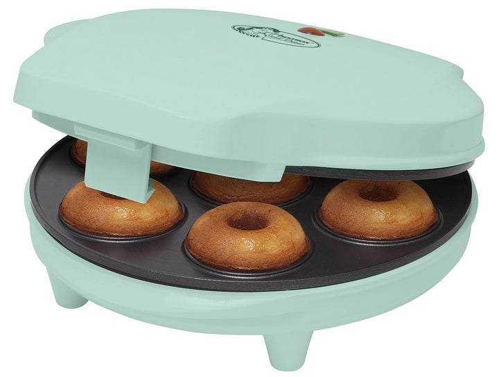 Bestron Donut Maker im Retro Design, Mini-Donut Maker für 7 kleine Donuts, inkl. Backampel & Antihaf