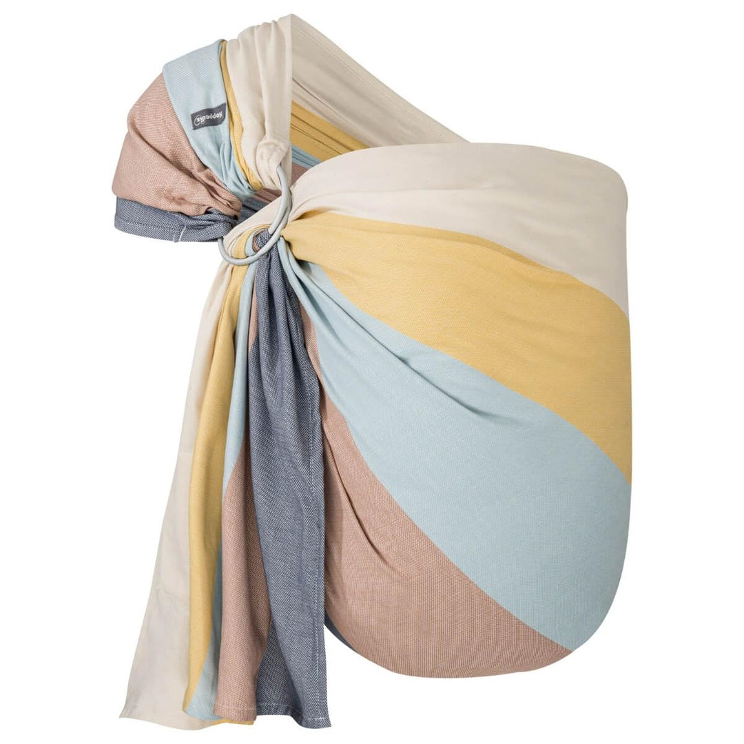 Hoppediz Ring-Sling Babytragetuch ULTRALEICHT ab Geburt, Tragetuch mit Ringen, Hüfttrage, kbA Baumwo