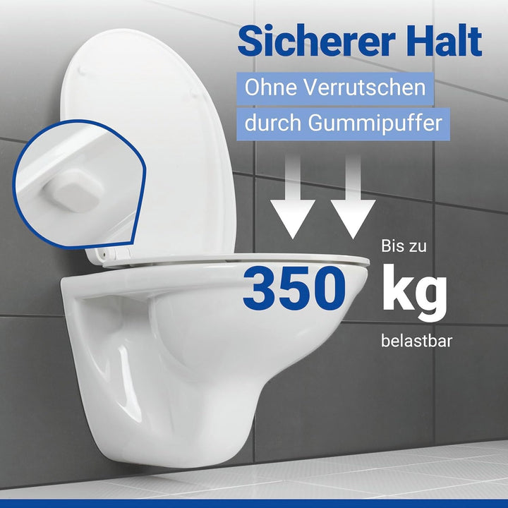 WENKO WC Sitz Mod. Roanne, Toilettendeckel mit Absenkautomatik, Relief-Druck und Blätter-Motiv, hohe
