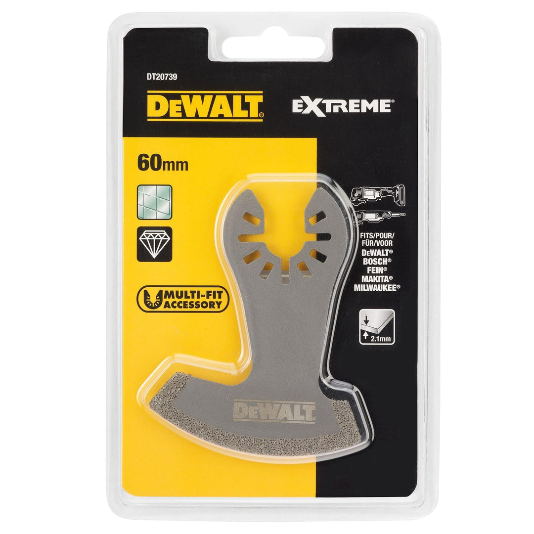 DeWalt Diamant Sägeblatt (75 x 60 mm, Schnittbreite 2,4 mm, Multitool-Zubehör- zum Auffräsen von Fli