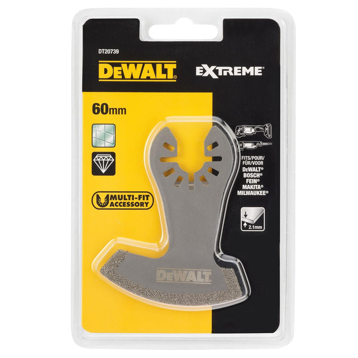 DeWalt Diamant Sägeblatt (75 x 60 mm, Schnittbreite 2,4 mm, Multitool-Zubehör- zum Auffräsen von Fli