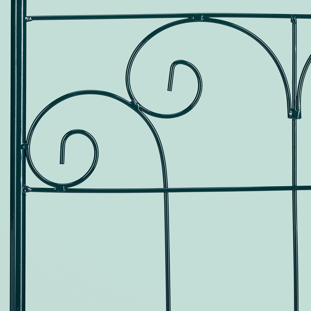 Relaxdays Rankgitter 2er Set, Metall, 180 x 50 cm, Vintage Rankhilfe Garten, Rundbogen & Blume, zum