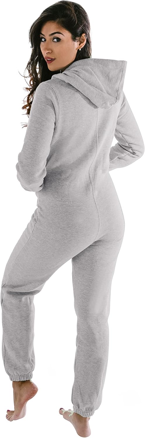 Damen Jumpsuit – Bequemer, weicher Hausanzug aus Baumwolle 4XL hell-grau, 4XL hell-grau