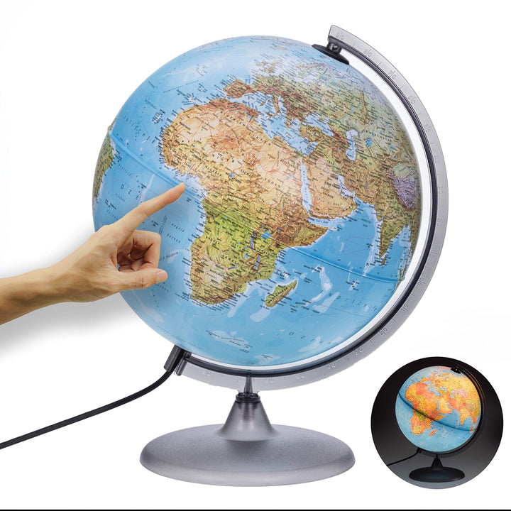 ORBIT GLOBES & MAPS - Leuchtglobus - 30cm Globus mit stabilem Standfuss, Kartenbild 2023 physikalisc