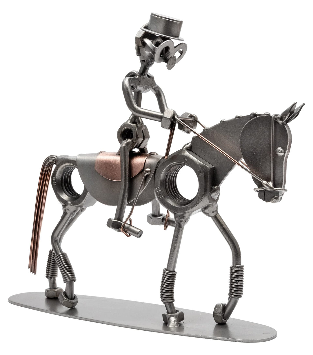 STEEMO Schraubenmännchen Dressur-Reiter Pferde-Geschenk Metall-Deko 22x6x21 cm