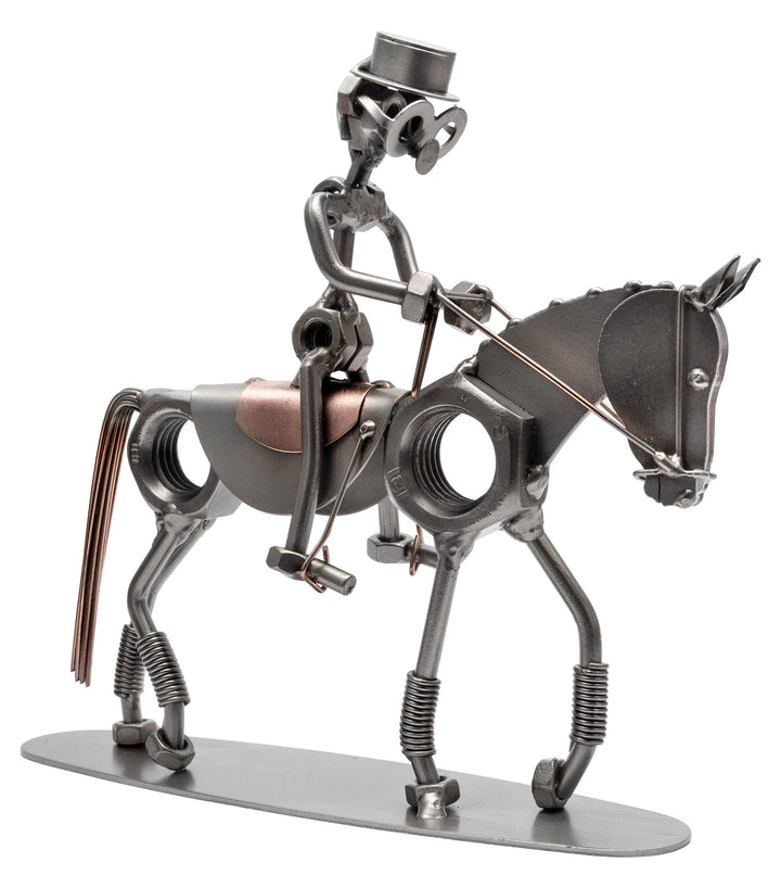 STEEMO Schraubenmännchen Dressur-Reiter Pferde-Geschenk Metall-Deko 22x6x21 cm