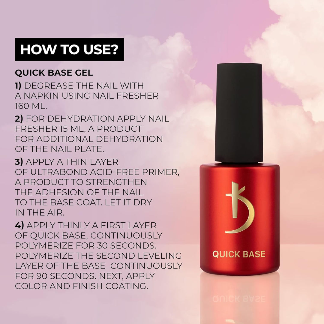 K Professional Rubber Base Gel - Base Coat Gel Polish UV LED Soak Off - Unterlack Nagellack Hochbest