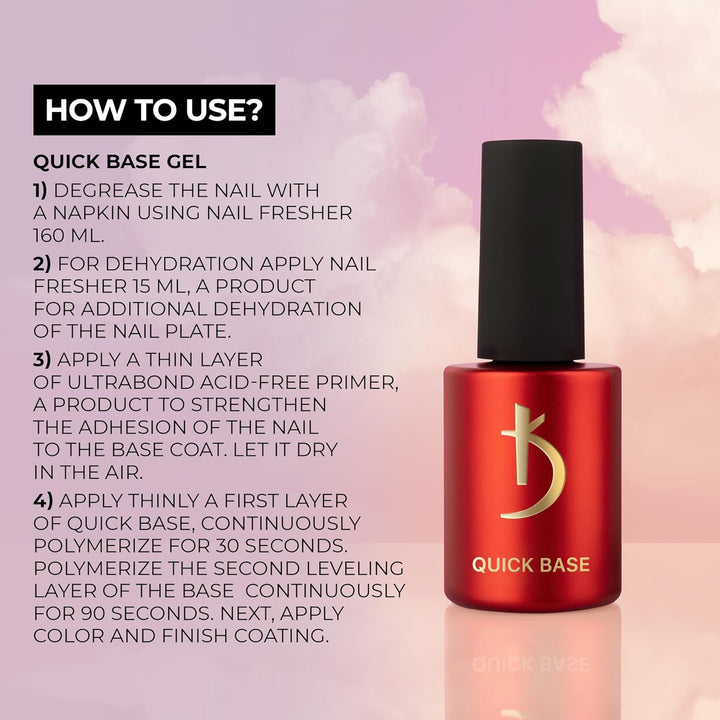 K Professional Rubber Base Gel - Base Coat Gel Polish UV LED Soak Off - Unterlack Nagellack Hochbest
