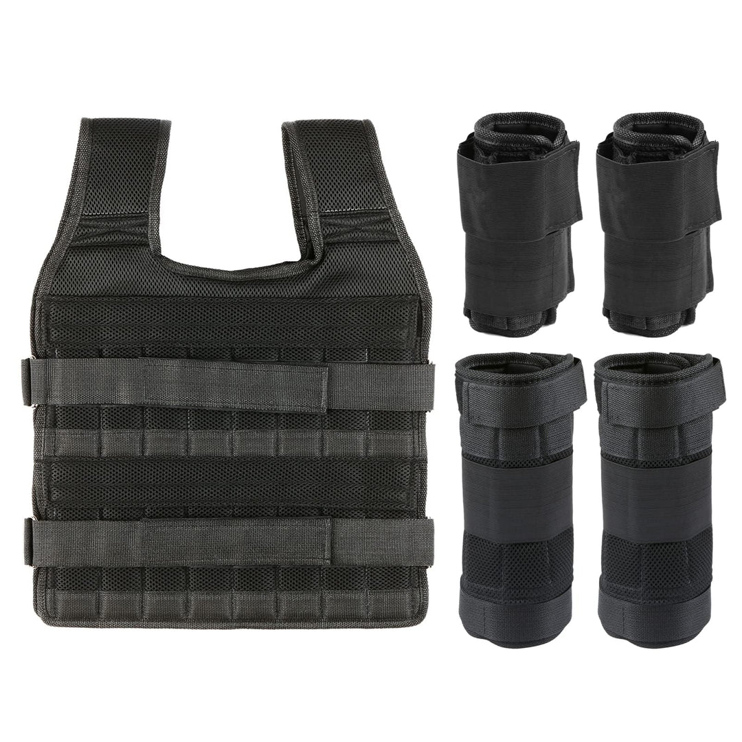 35kg Gewichtsweste mit 6kg Bein- und 5kg Armgewichten, Verstellbare Trainingweste mit 32 Taschen, Me