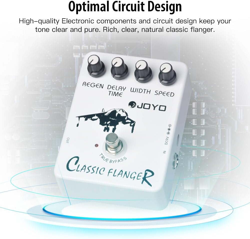 JOYO Flanger-Effektpedal Erzielen Sie metallische Flanger-Sounds und schnelles, zitterndes Vibrato f