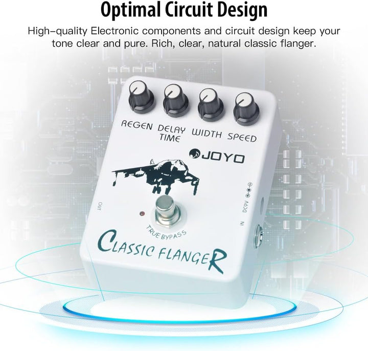 JOYO Flanger-Effektpedal Erzielen Sie metallische Flanger-Sounds und schnelles, zitterndes Vibrato f