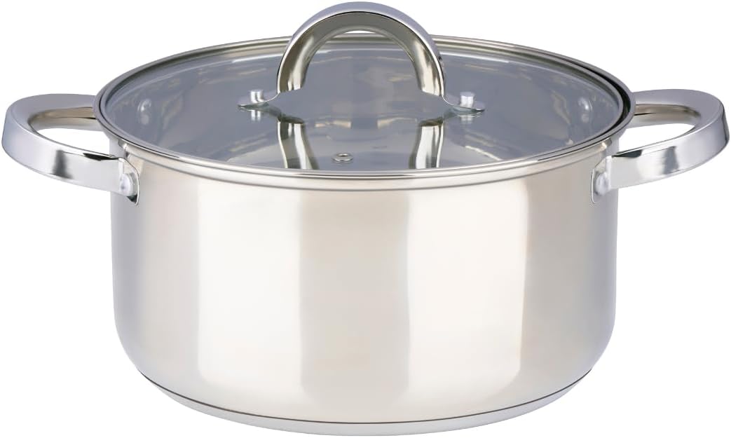 alpina Induktions Topfset 4‑teilig – Edelstahl Kochtöpfe mit Glasdeckel – Kochtopfset Geeignet für A