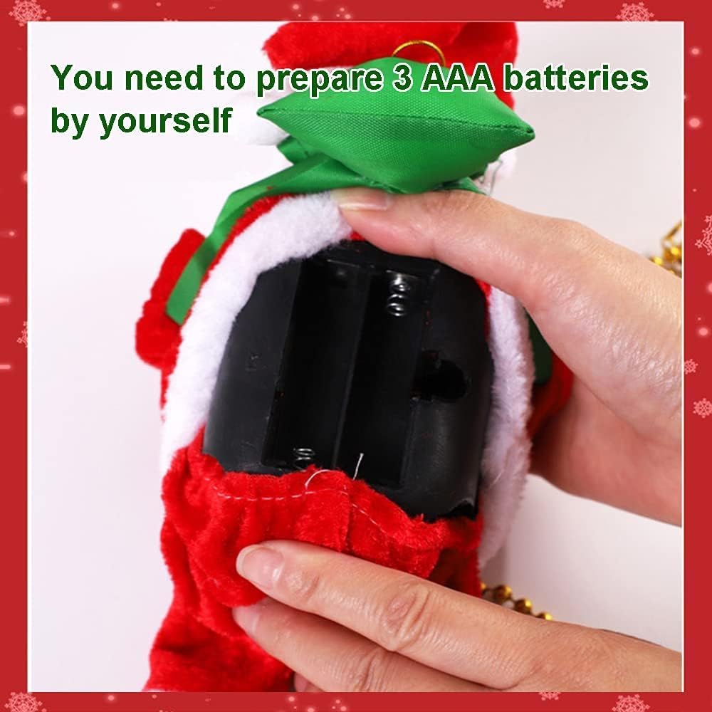 POFET Elektrischer animierter kletternder Weihnachtsmann auf Perlenkette Musikalische bewegliche Fig