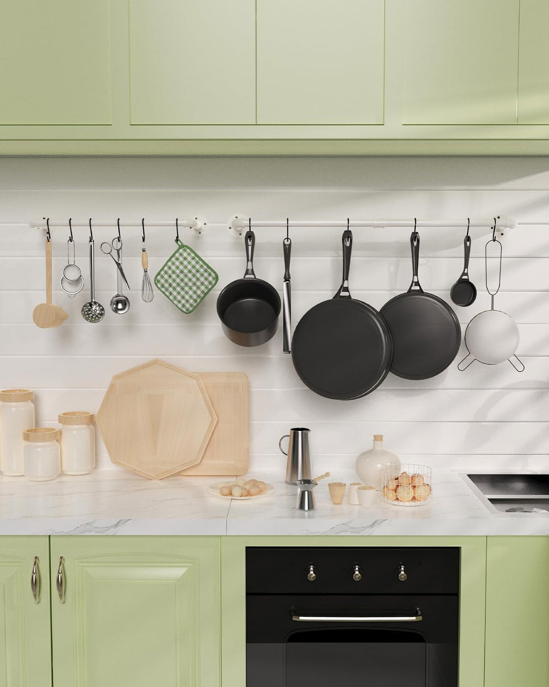 2er Set Industrierohr Kleiderstange, 54 cm Kleiderständer für die Wand, Kleidergestell Garderobenhal