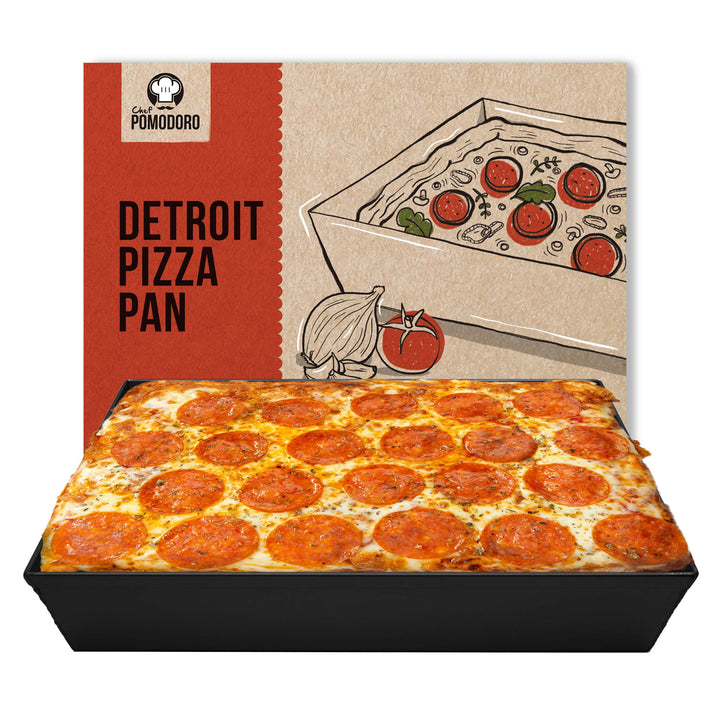 Chef Pomodoro Pizzablech – Pizza Backblech – Pizza Blech – Pizza Pan – Pizzaform rechteckig –Detroit