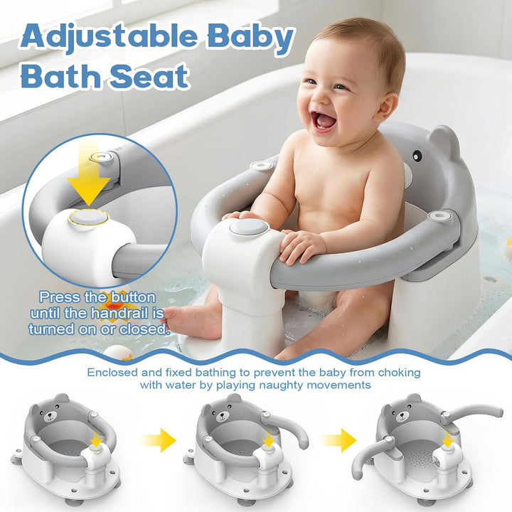 DESPOINA Badewannensitz Baby ab 6 Monate, Rutschfester Badesitz Baby, Tragbarer Badewannen mit 4 Sau