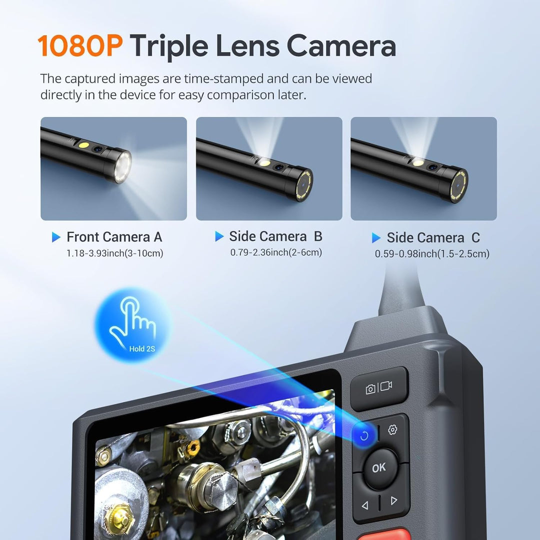 15m Triple Lens Endoskopkamera mit Licht, DEPSTECH 5-Zoll-IPS-Bildschirm Endoskopkamera, 1080P Indus
