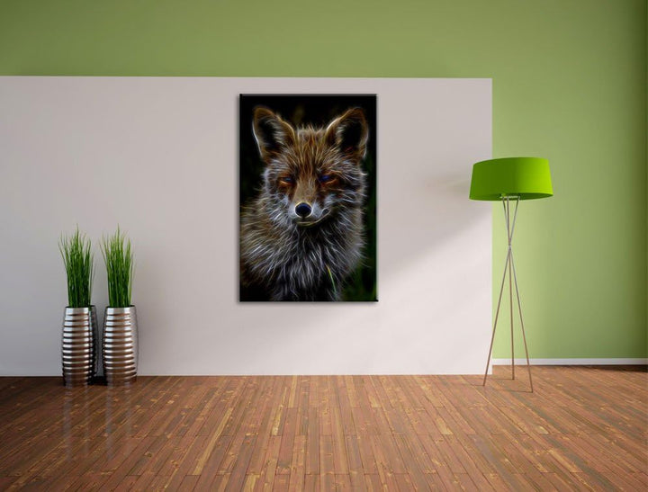 Dark schöner Fuchs NewArt Format: 100x70 cm auf Leinwand, XXL riesige Bilder fertig gerahmt mit Keil