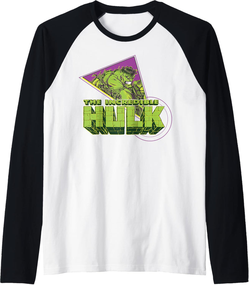 Marvel The Incredible Hulk Retro Abstract Portrait Logo Raglan