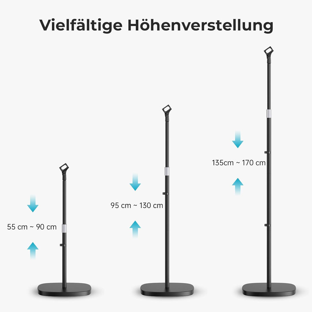 Mikrofonständer Universal, Höhenverstellbares Mikrofonständer boden mit robustem 2,35 kg Rundfuss, i