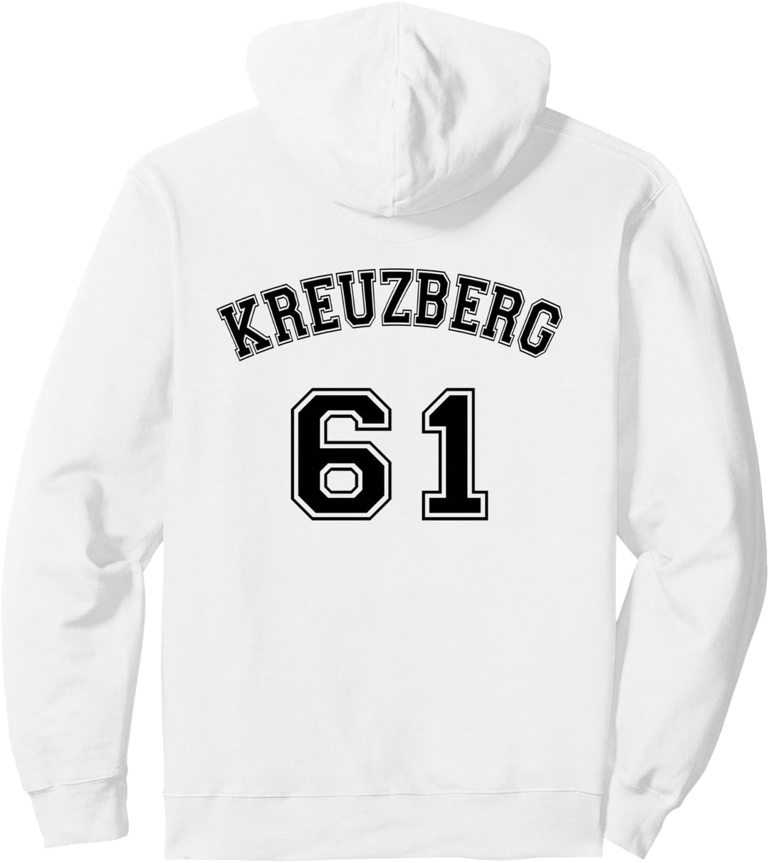 Kreuzberg 61 Berliner Bezirk Nostalgie Design Schwarzer Text Pullover Hoodie