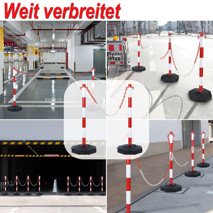 YRHome 4 Stück Absperrpfosten 82x28x28 cm Kettenpfosten aus Kunststoff Absperrung Sperrpfosten mit 4