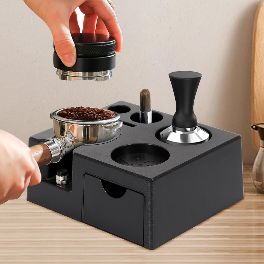 Tamper Station für Barista (51-58mm), Tamperstation aus ABS Kaffeefilter Tamper Halter mit Rutschfes