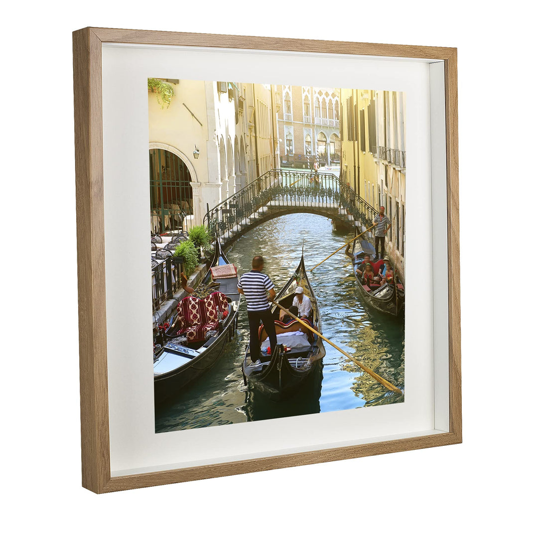 BD ART 50x50 cm gross Box 3D Objektrahmen Bilderrahmen mit Passepartout 40x40 cm, Eiche Quadratische