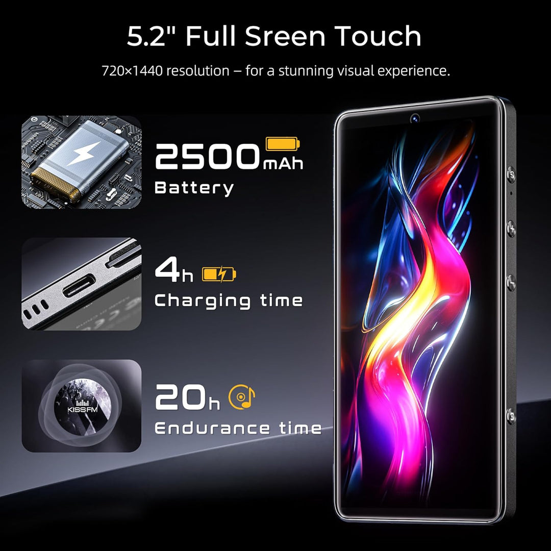 HIFI WALKER G7 Pro MP3 Player with Dual Cameras, Android 13, 3GB RAM+32GB ROM, Bluetooth 5.0, WiFi,