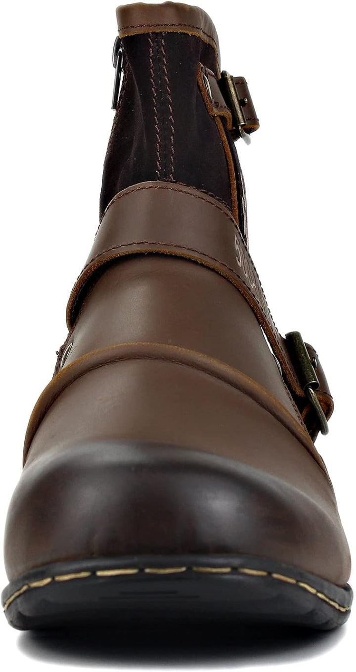 OSSTONE Herren Leder chukkastiefel Worker Biker Boots-Motorrad-Leder-Schuhe für reissverschluss Schn