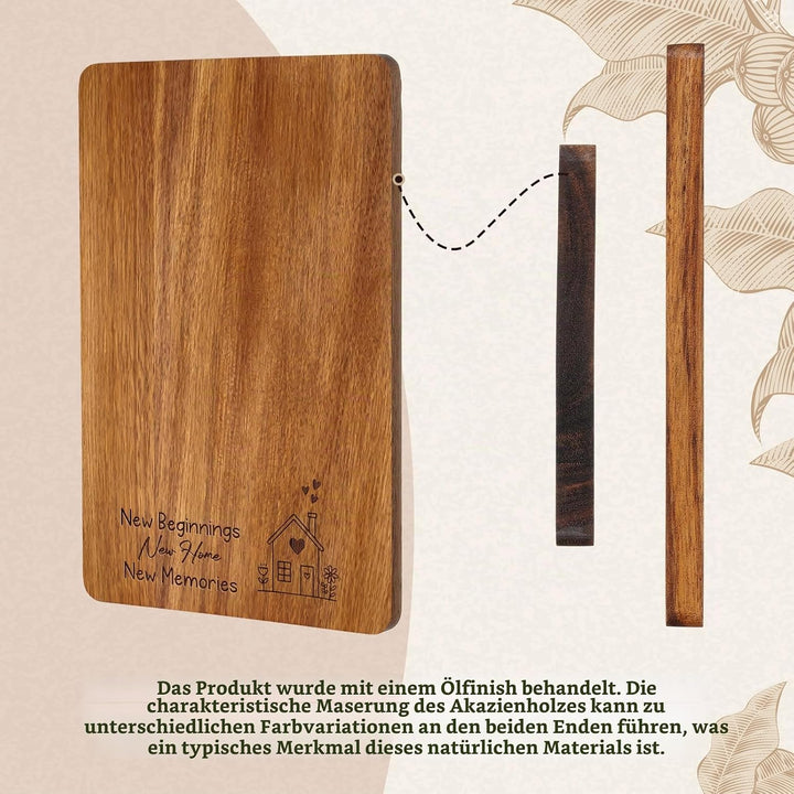 Xuniea Einweihungsgeschenk 23 x 15 cm Holz Frühstücksbrett Baumwolle Küchentuch Neues Zuhause Gesche