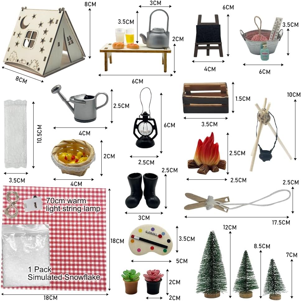 Wichtel Set Weihnachten Komplett, 38 Pcs Wichtel Zubehör Weihnachten Deko, Wichteltür Set Mit 70cm L