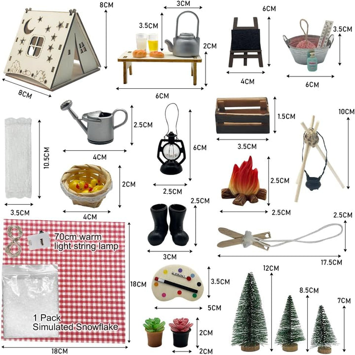 Wichtel Set Weihnachten Komplett, 38 Pcs Wichtel Zubehör Weihnachten Deko, Wichteltür Set Mit 70cm L