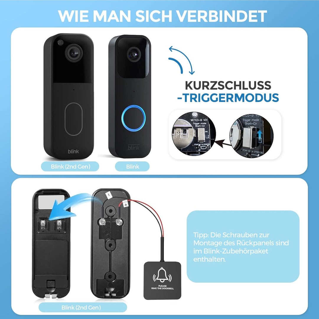 Funksignal Weiterleitung, Speziell für Blink Doorbell, Funkklingel Set, Nur für den Fest Verkabelten