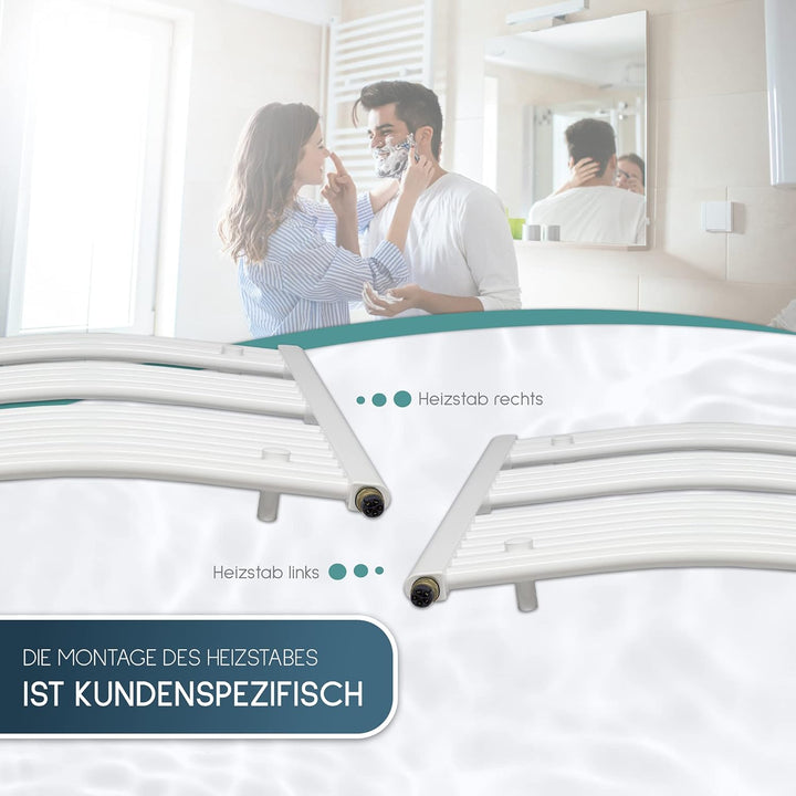 anapont elektrischer Badheizkörper 1775x500 weiss gebogen | Timer-Funktion, Handtuchheizkörper, Made
