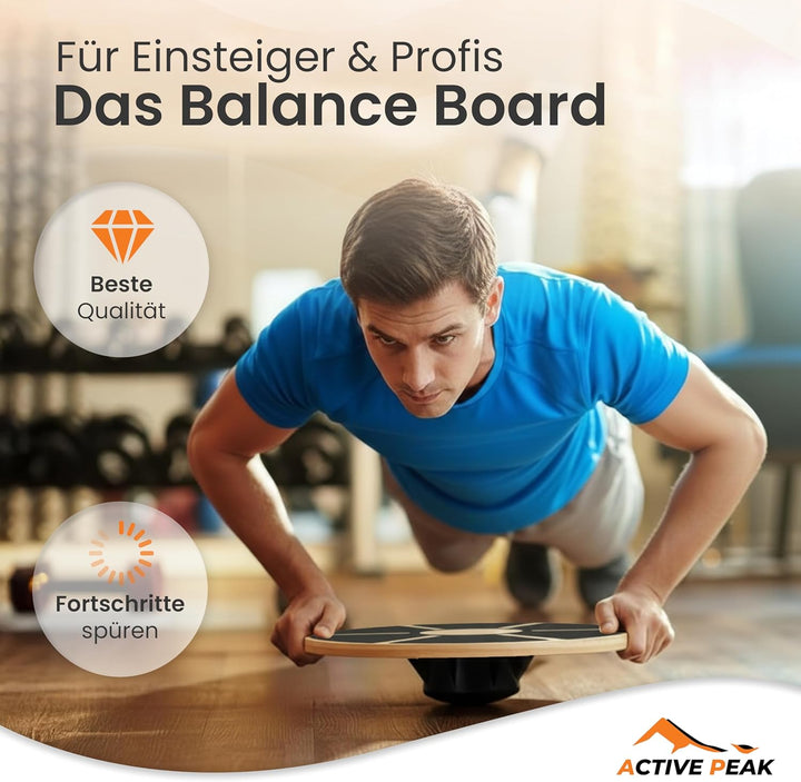 Balance Board Holz Ø 40 cm Wackelbrett Therapiekreisel für Gleichgewicht, Balancebrett Balance Train