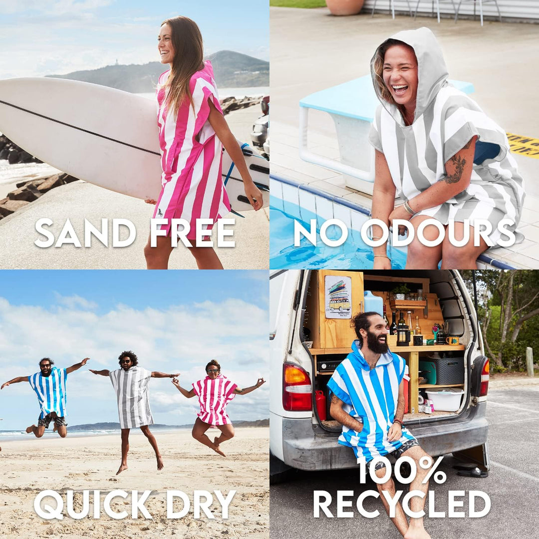 Dock & Bay Poncho für Erwachsene - Kapuzenhandtuch mit tiefen Taschen, Wickeltuch - für Strand & Poo