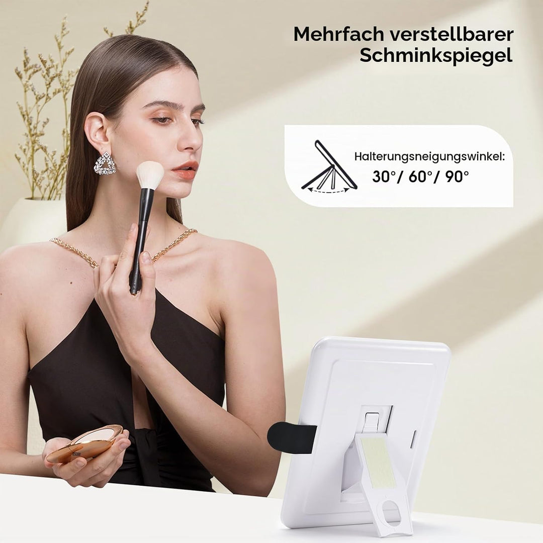 Leder-Kosmetiktasche mit LED-beleuchtetem Spiegel Reise-Kosmetikkoffer Einstellbare Helligkeit in 3