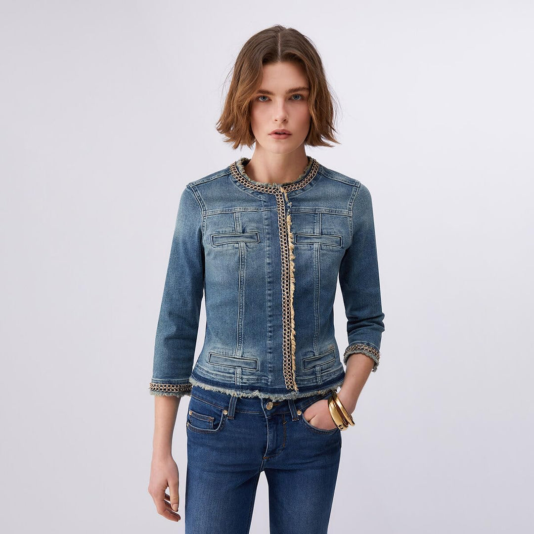 Liu Jo Damen Kate Jeansjacke 44 Blau (Den.blue Symbol Wash 77556), 44 Blau (Den.blue Symbol Wash 775
