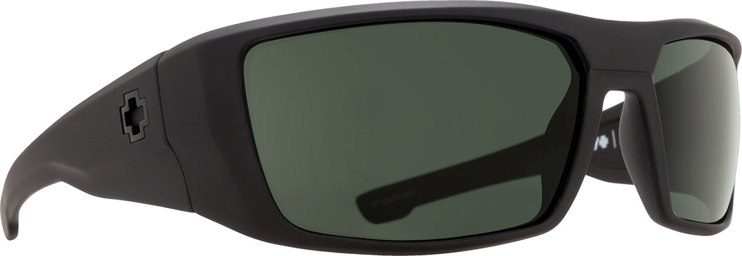 Spy Optic Dirk Polarized Wrap Sunglasses, Soft Matte Black/Happy Gray/Green Polar, 64 mm