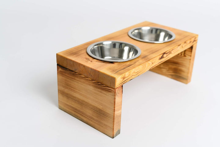 Woodworms Hundebar, Futterstation mit 2x 1,5 Liter Hundenapf, Echtholz, Rutschfest, Futterbar für mi