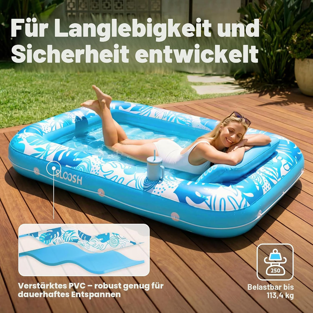 SLOOSH Aufblasbare Tanning Pool, 70" x 46"/ 85" x 57" Grosse aufblasbarer Luftmatratze für Erwachsen