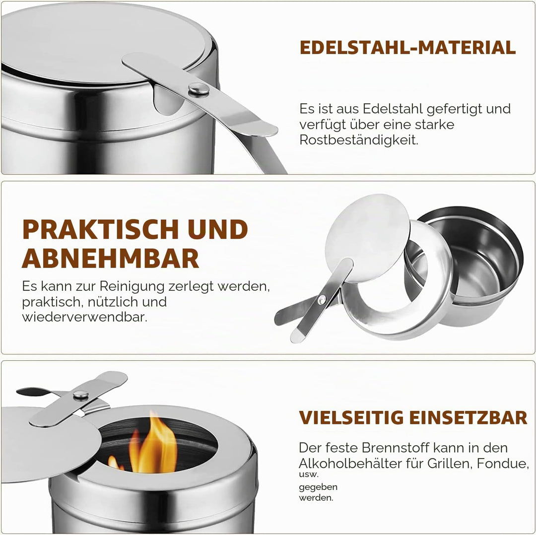 TOOSOAR 8 Stück Brennpastenbehälter, Rostfreier Stahl Brennbehälter Brennpaste, Gerader TypWarmhalte