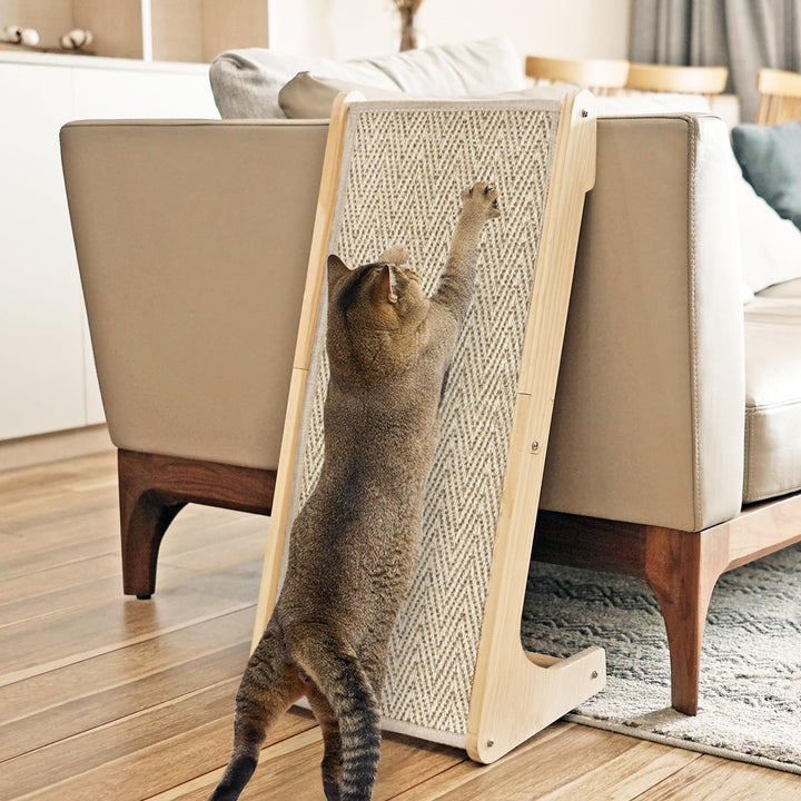 PETKARAY Kratzbrett Katze, 68 cm Hohe L-förmiger Sisal Kratzsäule, Dual-Use Kratzpads für Katzen, Ka
