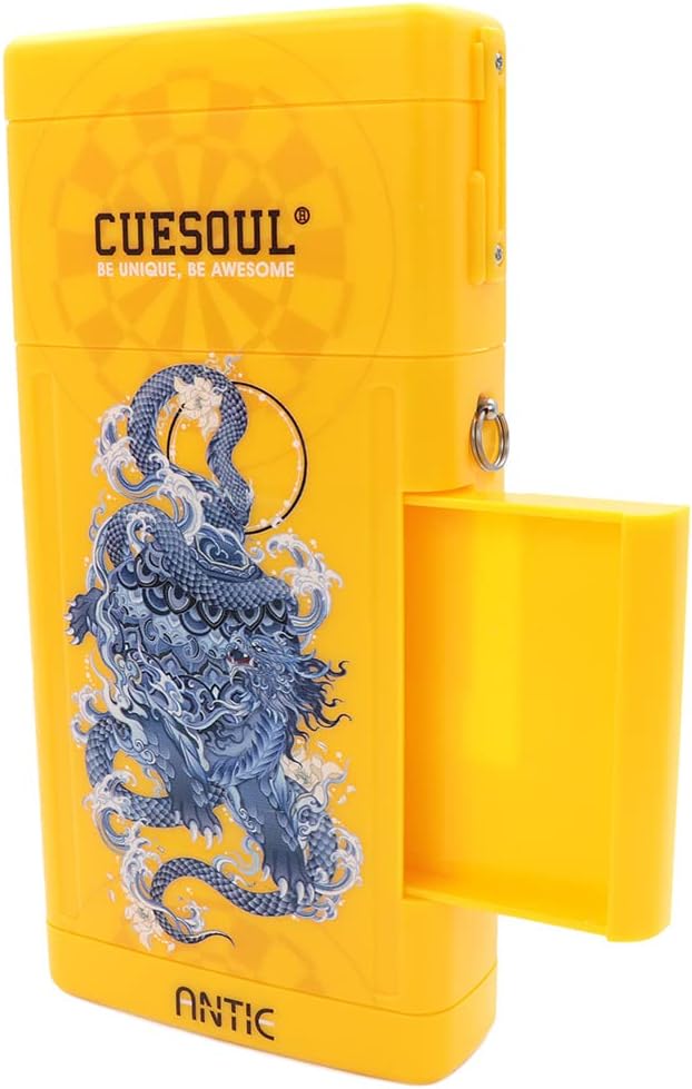 CUESOUL ANTIE Hard Dart Case, Hält 6 Steeldarts/Soft Tip Darts und zusätzliches Zubehör, mit Vier my