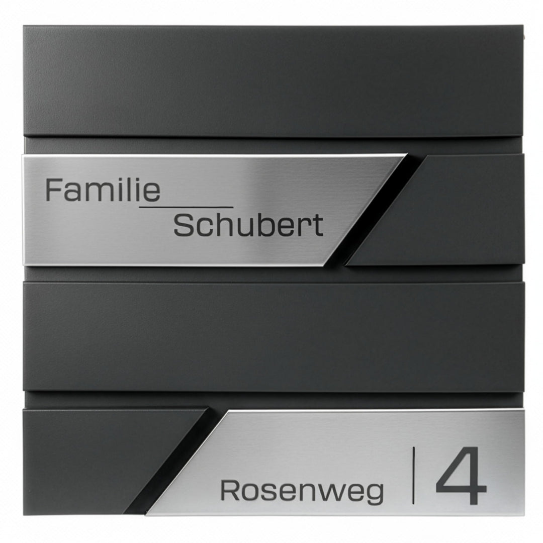 Grafner Premium Briefkasten personalisiert, RAL7016 mit Zeitungsfach und 2 Schlüssel, moderner Postk