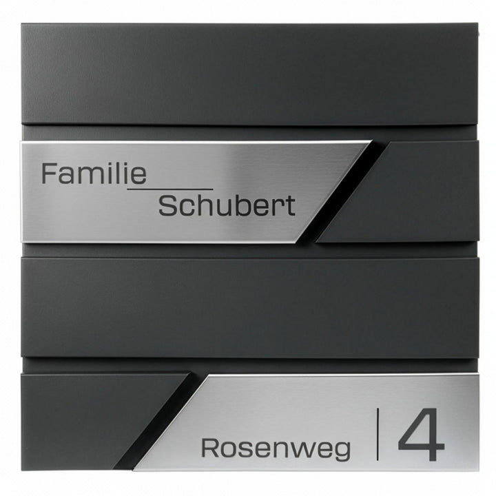 Grafner Premium Briefkasten personalisiert, RAL7016 mit Zeitungsfach und 2 Schlüssel, moderner Postk