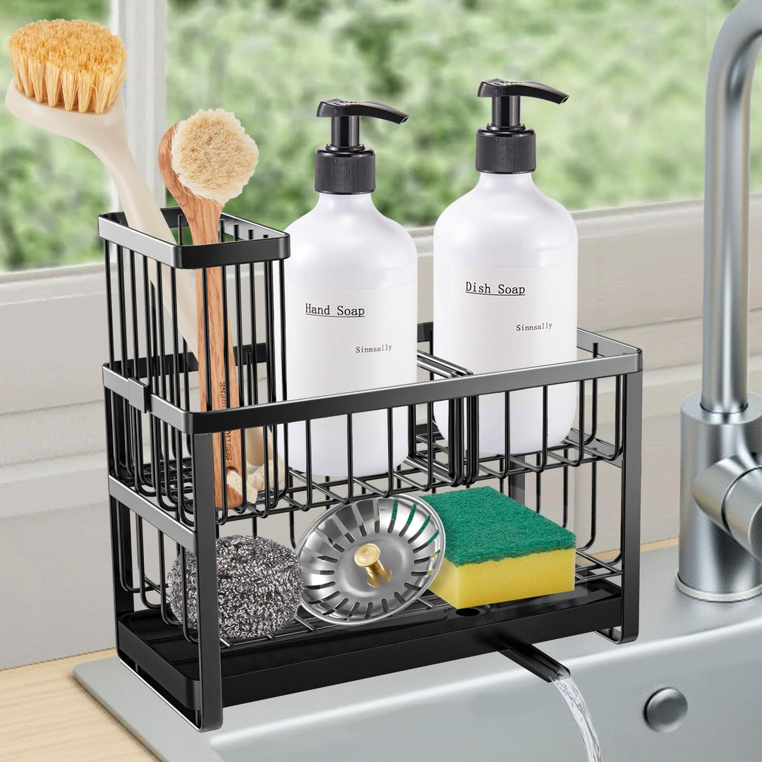 Sinnsally Spülbecken Organizer Küchen,Sink Caddy Kitchen Organizer Schwammhalter Spülorganizer Edels